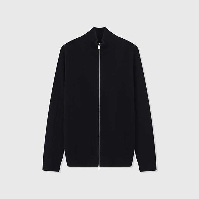 hermes echelle wool zip cardigan